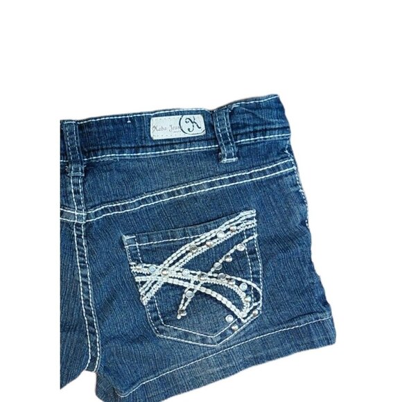 Kaba Embellished Jean Denim Shorts Distressed Booty Size 0 - Picture 4 of 6